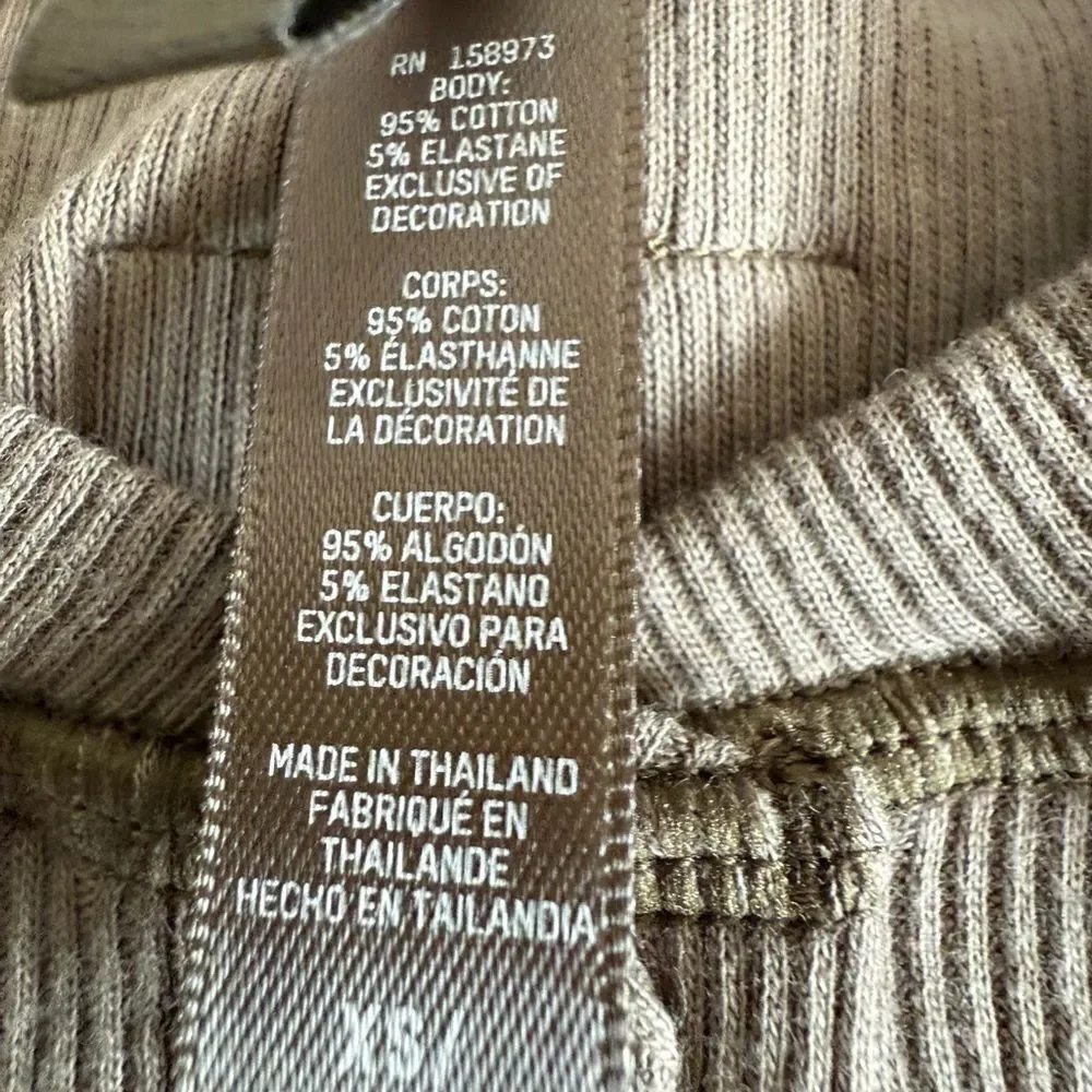 SKIMS Cotton Rib Long Sleeve Dress Olive Green XS NWT